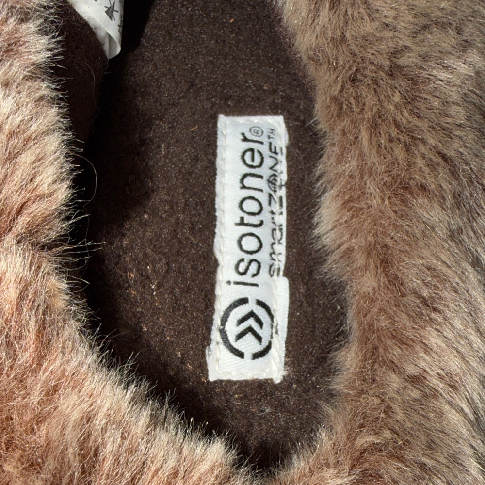 NWT Isotoner 7.5-8 Navy  Fur-Lined Slippers - Picture 2 of 5
